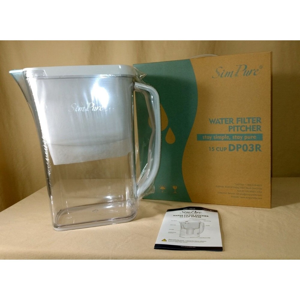 LARGE 15 CUP! Water Filter Pitcher BPA Free | DP03R White